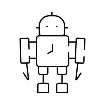 Robot assistant icon with time concept Stock Illustration