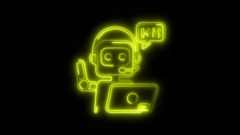 Robot Assistant Outline Icon in HD Video Neon Animation 库存影片 304507854