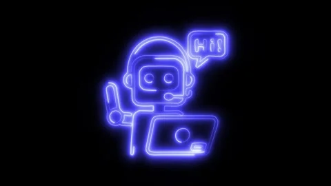 Robot Assistant Outline Icon in HD Video Neon Animation 库存影片 304507876