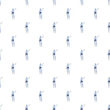 Robot assistant pointing seamless pattern technology background Stock Illustration