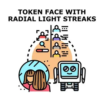 Robot assistant processing user facial recognition data Stock Illustration