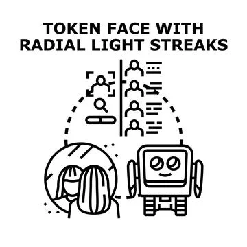 Robot assistant processing user facial recognition data Stock Illustration