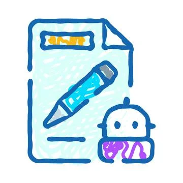 Robot assistant writing document with artificial intelligence 스톡 일러스트