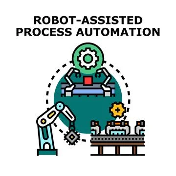 Robot assisted process automation concept illustration Stock Illustration