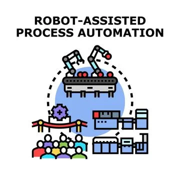 Robot assisted process automation concept illustration Stock Illustration