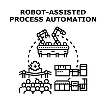 Robot assisted process automation concept illustration Stock Illustration