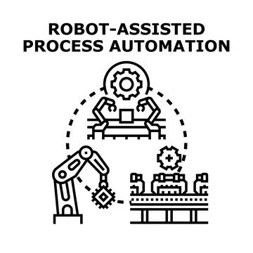 Robot assisted process automation concept illustration Stock Illustration