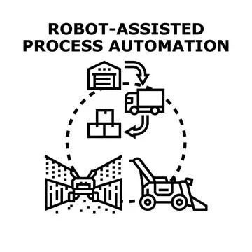 Robot assisted process automation improving work efficiency 库存插图