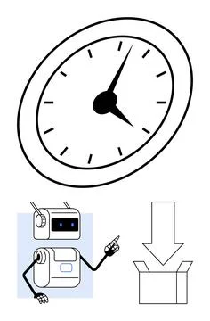 Robot Assisting with Time Management and Delivery Stock Illustration