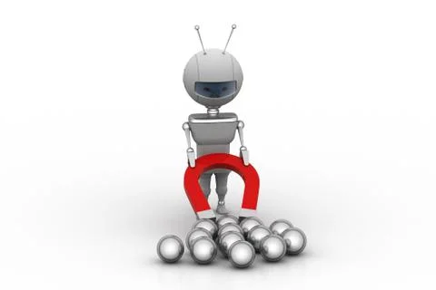 Robot attracting the iron ball Free Stock Illustration