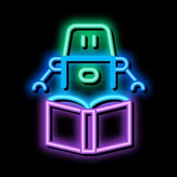 Robot automatic solution neon glow icon illustration Stock Illustration