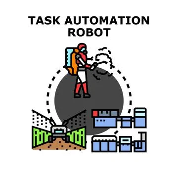Robot automating tasks in agriculture and industry Stock Illustration