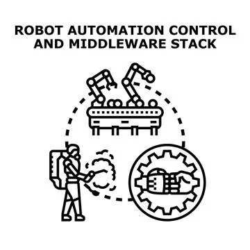 Robot automation control and middleware stack concept 스톡 일러스트