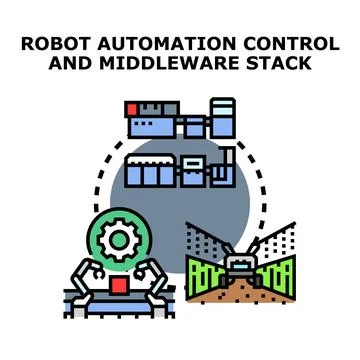 Robot automation control and middleware stack concept 스톡 일러스트