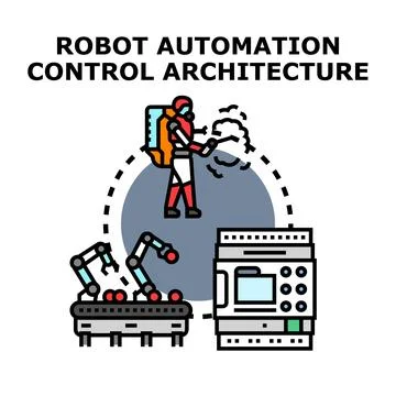 Robot automation control architecture concept vector illustration Stock Illustration