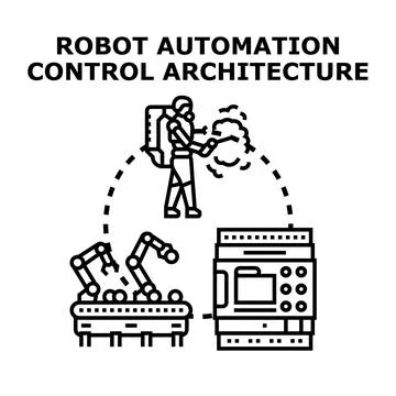 Robot automation control architecture concept vector illustration Stock Illustration