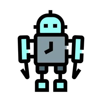 Robot automation icon with clock symbol for time concept 스톡 일러스트