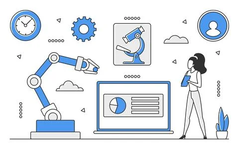 Robot automation system Stock Illustration