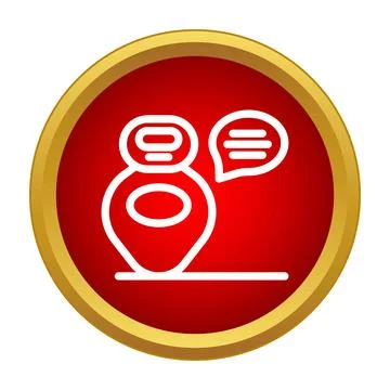 Robot avatar communicating with speech bubble on a red circle Stock Illustration