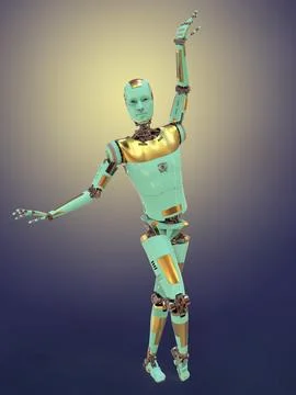 Robot ballet dancer, 3D illustration Stock Illustration