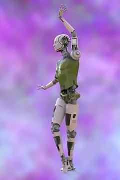 Robot ballet dancer, 3D illustration Stock Illustration