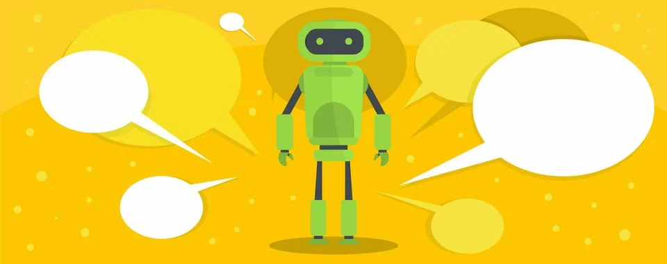 Robot banner, flat style Stock-Illustration