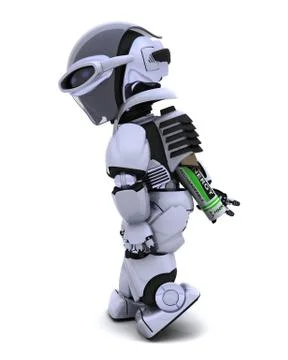 Robot with Batteries Stock Illustration