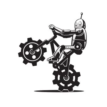 Robot on bicycle Stock-Illustration