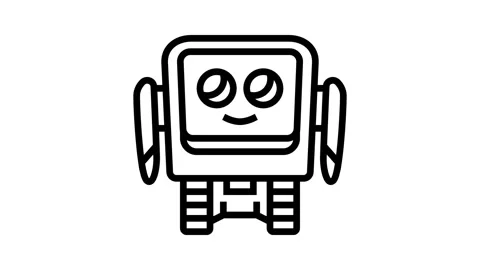 Robot big expressive eyes line icon animation Stock Footage 326121717