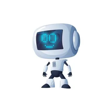 Robot with big head interface isolated cartoon Stock Illustration