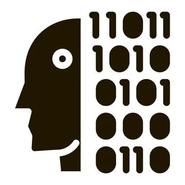 Robot binary code icon Vector Glyph Illustration Stock Illustration