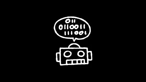 Robot Binary Code Thinking Icon Stock Footage 345595509