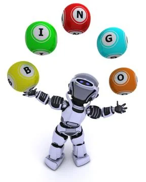 Robot with bingo balls Stock Illustration