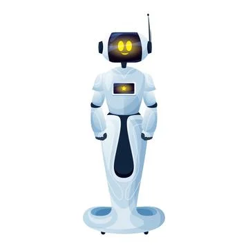 Robot bionic man helper on moving stand, helper Stock Illustration