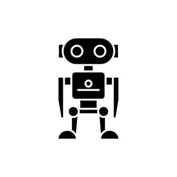 Robot black icon, vector sign on isolated background. Robot concept symbol Illustrazione stock