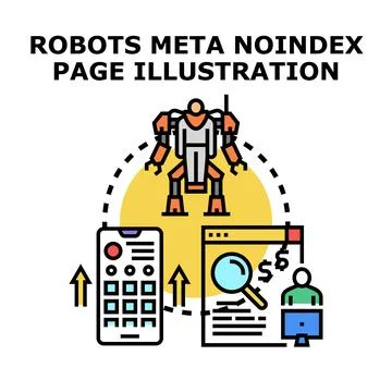 Robot blocking page indexing web meta information Stock Illustration