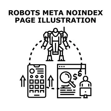 Robot blocking page indexing web meta information Stock Illustration
