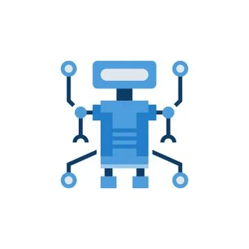 Robot blue flat icon on white background Stockillustratie