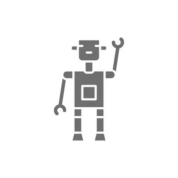Robot, bot, chatbot, artificial intelligence grey icon. イラスト素材