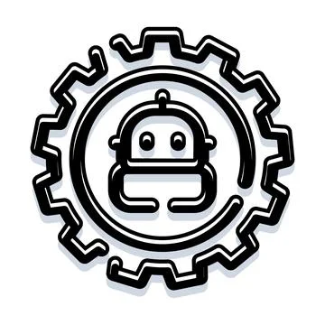 Robot bot head inside gear icon design Stock Illustration