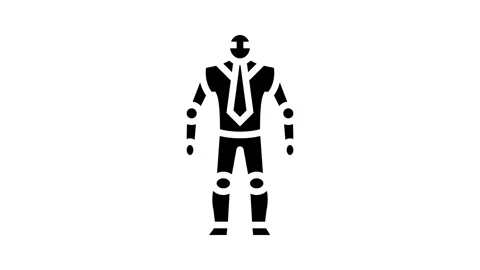 Robot a bow tie glyph icon animation Vidéo 326140016
