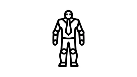 Robot a bow tie line icon animation Vidéo 326121703