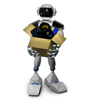 Robot with box Stock Illustration