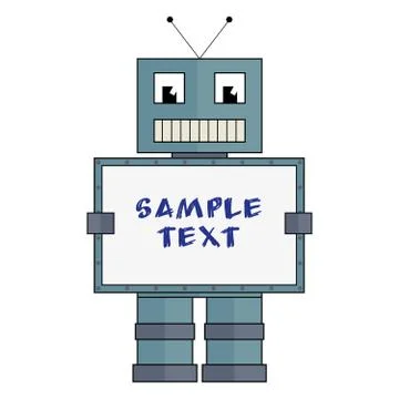 Robot with box for sample text Stock Illustration