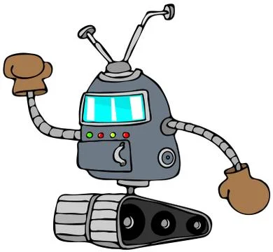Robot with boxing gloves Stock Illustration