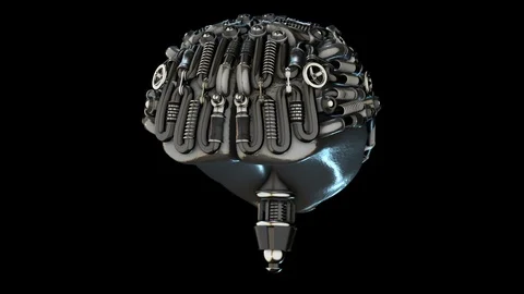 Robot brain 3d model. 4K animation. ALPHA MATTE. Stock Footage 90335248