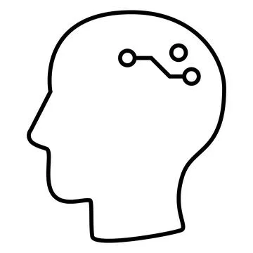 Robot brain artificial intelligent neuron network. Simple line icon drawing Stock Illustration