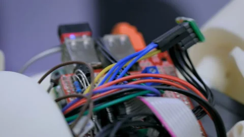 Robot brain with wires and chip Stock Footage 103089455