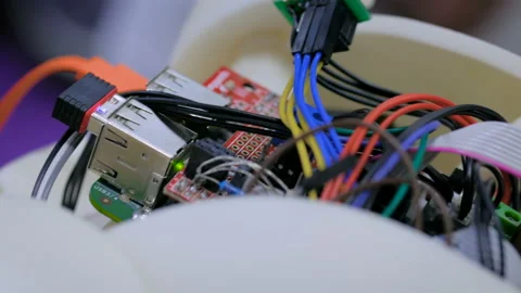 Robot brain with wires and chip Stock Footage 105353831