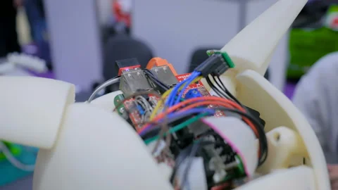 Robot brain with wires and chip Stock Footage 109041202